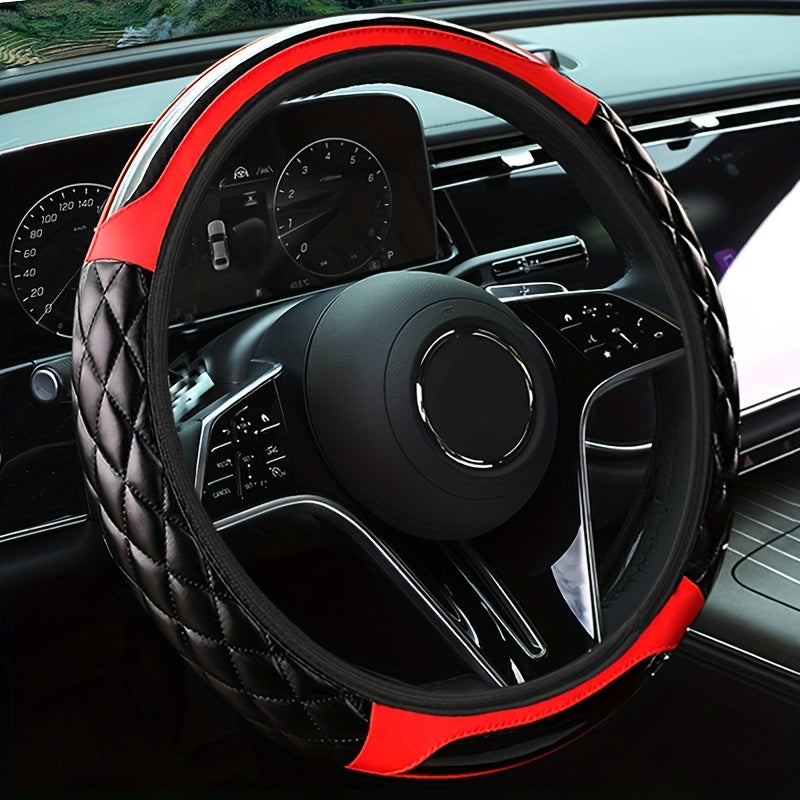 Unisex Carbon Fiber Style Car Interior Set Includes Steering Wheel Cover Seat Belt Cover and Armrest Pad