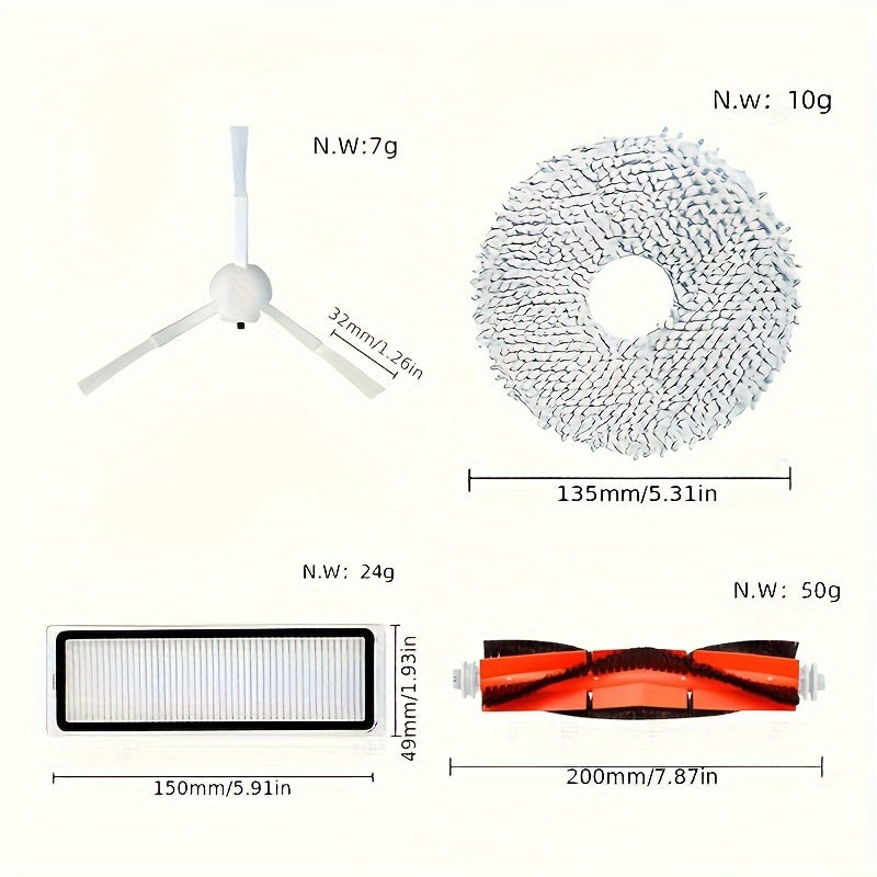 6 ta Xiaomi Mijia Changyutgich Aksessuarlar to'plamini oling, S10+/S10 Plus bilan mos keladi. Ushbu to'plamda rolik cho'tkasi, HEPA filtri, 2 ta mopa pad va to'liq kundalik tozalash uchun yon aylanuvchi cho'tkalar mavjud.