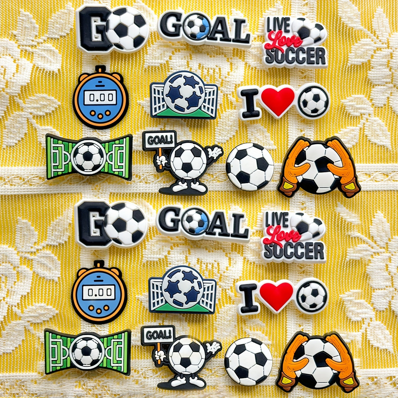 Kids PVC Soccer Charms Set 10pcs Football Themed Pins for DIY Accessories
