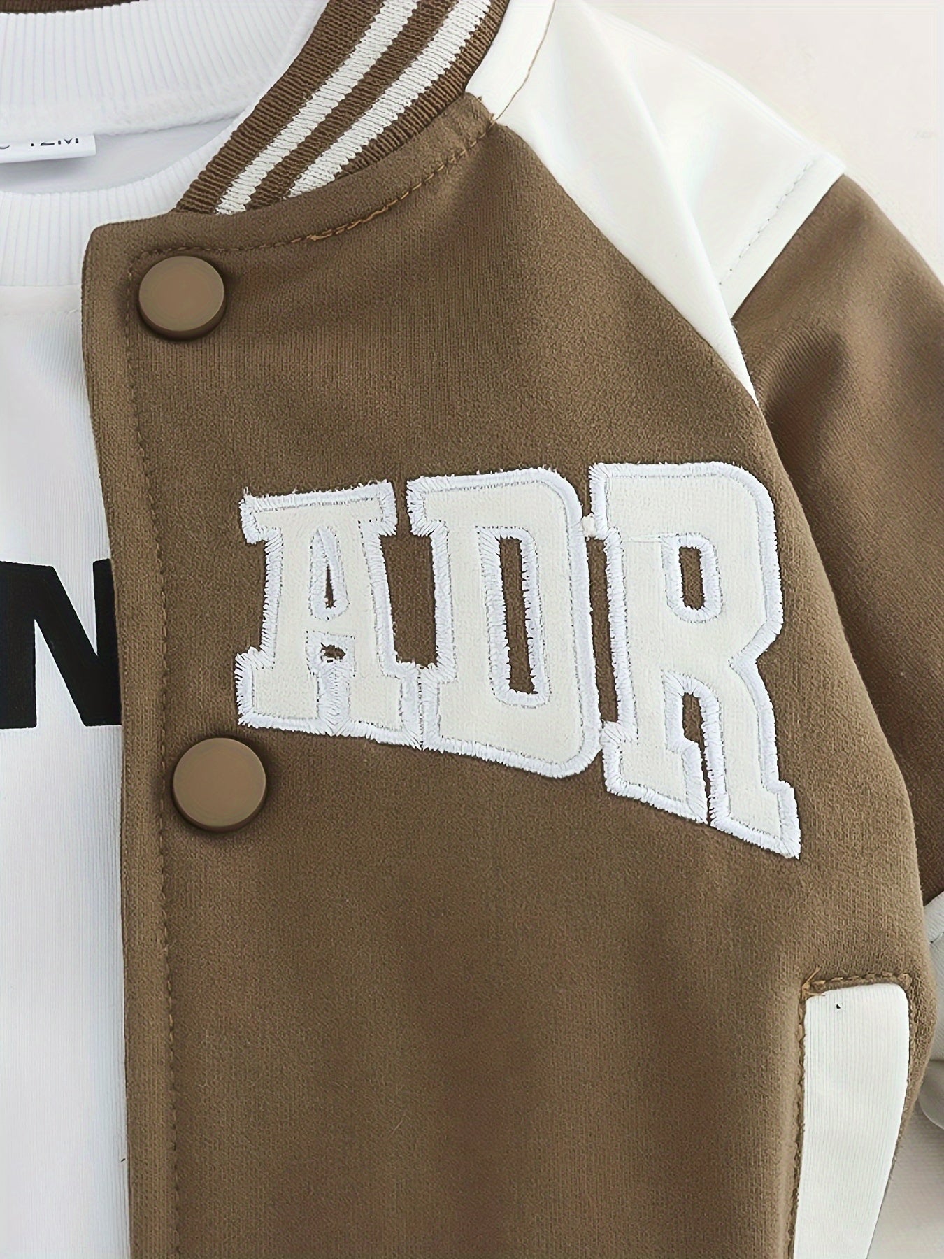 Conjunto de ropa para bebé niño de algodón, chaqueta de béisbol de bloques de color, sudadera y pantalones para primavera, otoño e invierno