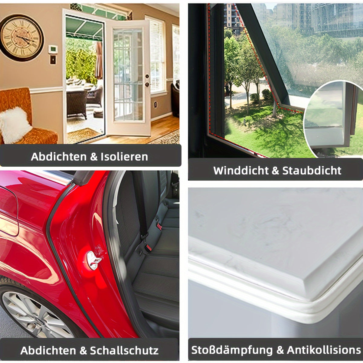 Self-Adhesive Rubber Weather Stripping for Doors and Windows 10ft Black White Brown Fire-Resistant