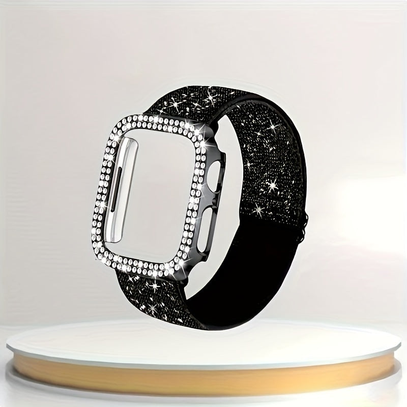 iWatch uchun Bling Case va Strap Bundle 38mm 40mm 42mm 44mm 45mm 49mm Smart Band Bracelet Series SE 8 7 6 5 4 3 2 1 uchun