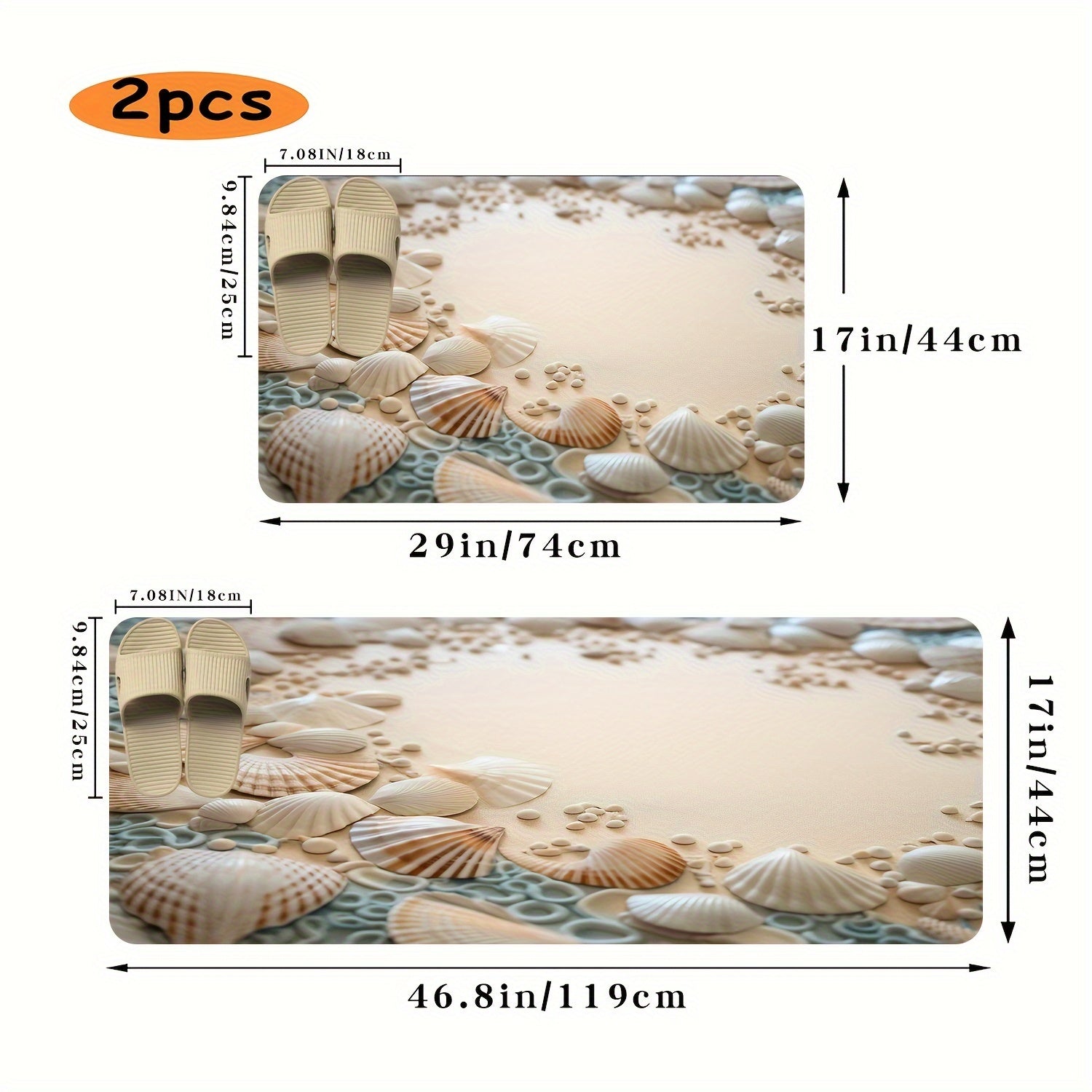 Ocean Coastal Bathroom Rug Non-Slip Floor Mat Washable Small Shower Carpet Nautical Beach Style