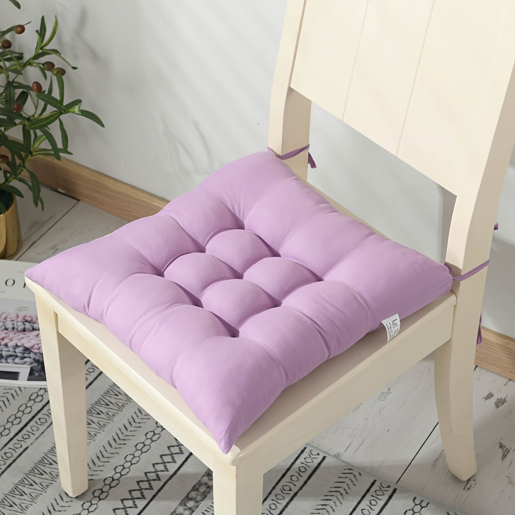 Solid Color Polyester Chair Cushion Washable Seat Pad for Dining Office Tatami