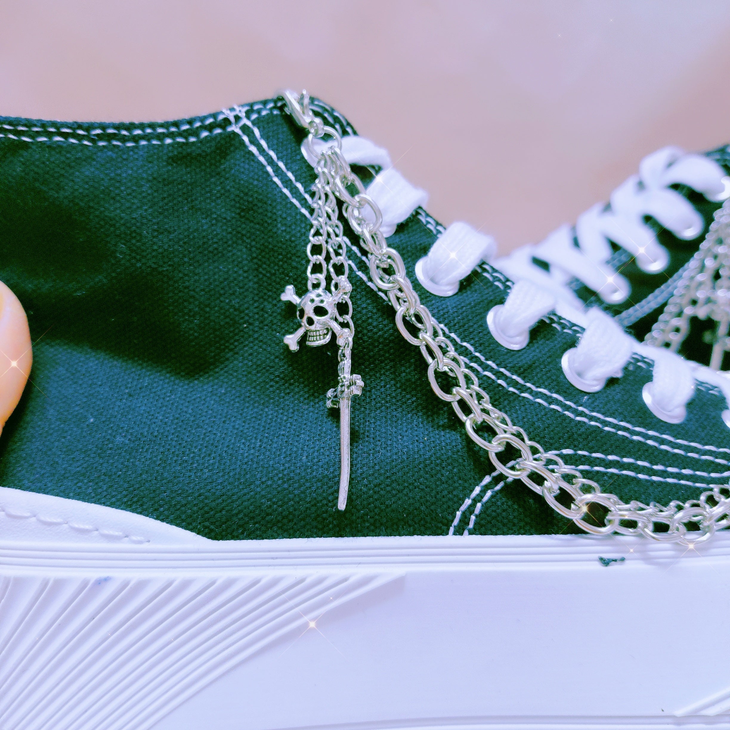 Unisex Creative Punk Style Detachable Alloy Shoe Chains for Boots and Shoes