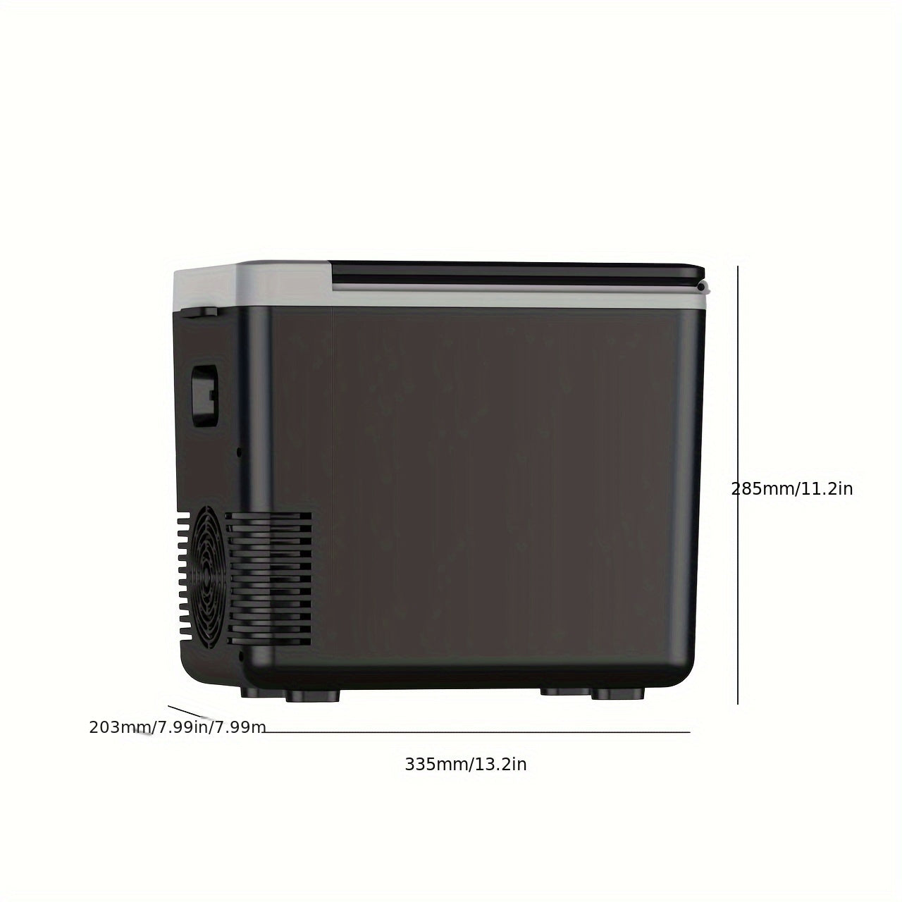 Sayohat, lager va saqlash uchun portativ 10L avtomobil muzlatgich sovutgich va ventilyator