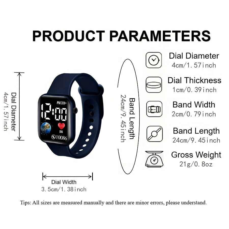 Reloj deportivo digital para hombres y mujeres con patrón de la Tierra en LED, que brilla en la oscuridad, resistente al agua 10m