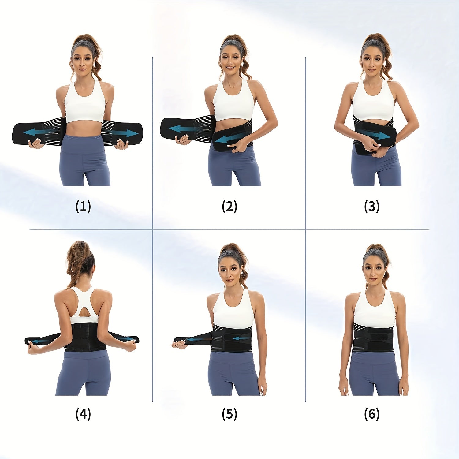 Cinturón ajustable con soporte lumbar transpirable para hombres y mujeres. Solo limpieza en seco