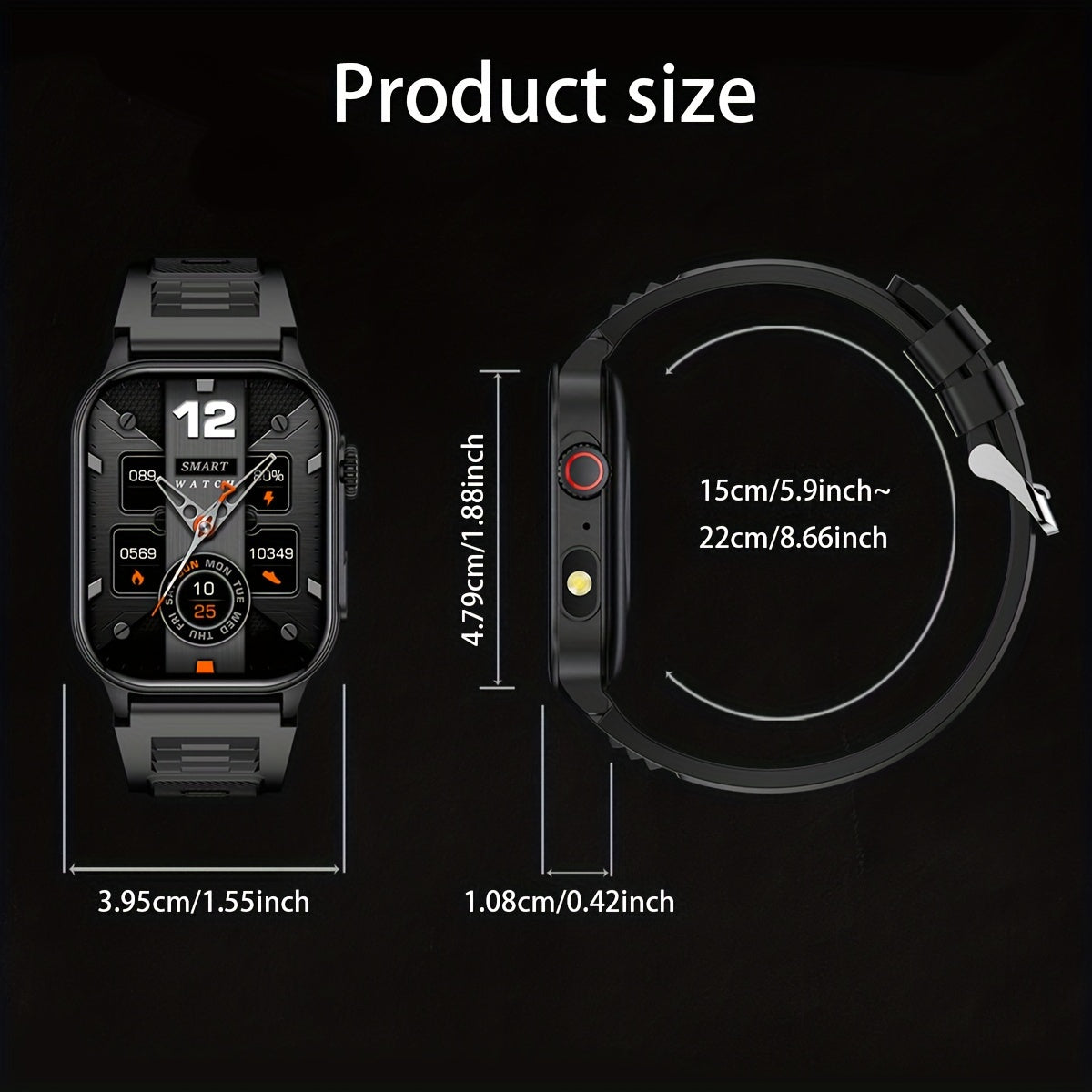 Smartwatch Wireless 5.2 2.01 Inch Screen Sleep Monitoring Step Counter Voice Assistant