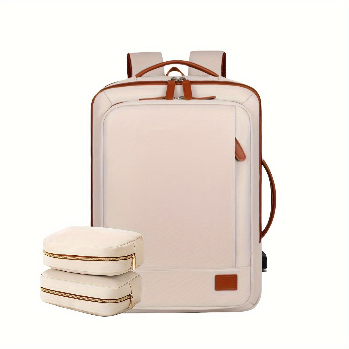 40L Travel Backpack with USB Charging and Packing Cubes for Weekender College Office Khaki