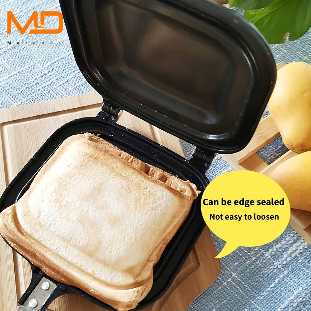 MOREDOR Non-Stick Ikki tomonlama sendvich tayyorlash qurilmasi, yopishqoq bo'lmagan, qopqog'i bilan - Qattiq nonushta, burgerlar, paninilar uchun uyda yoki tashqarida, ikki tomonlama pishirish qolip, grill uchun mos