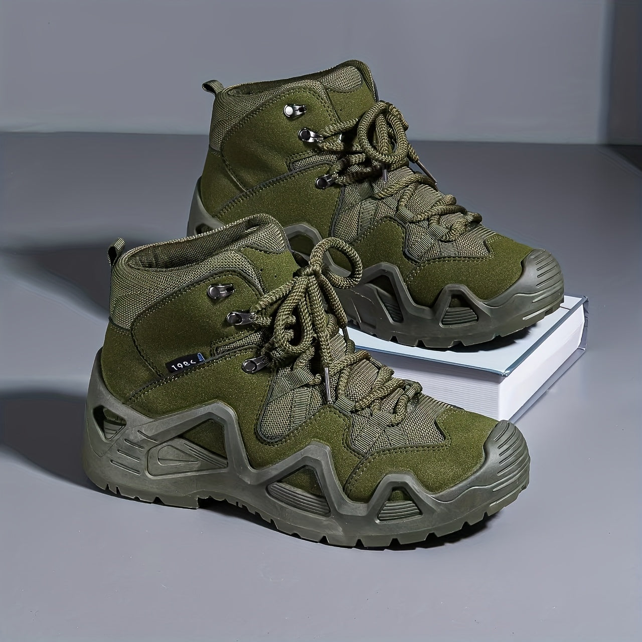 Men's Green Vintage Hiking Boots Breathable Durable All-Season Outdoor Shoes