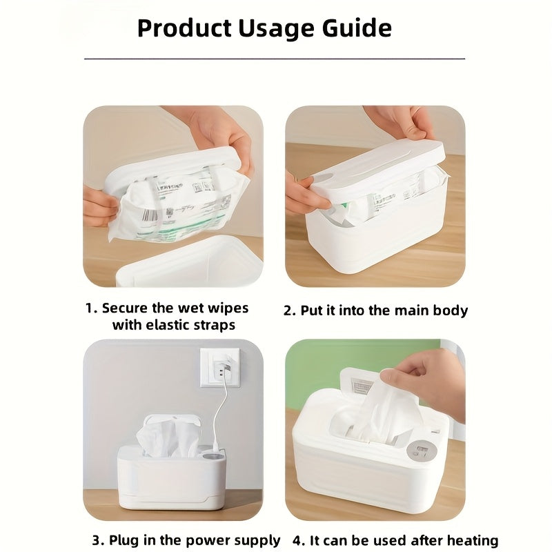 Dispensador portátil de toallitas húmedas alimentado por USB con calentamiento rápido y capacidad de 5 días