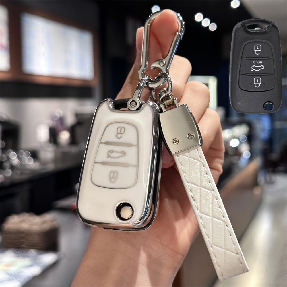 Car Key Shell Cover with Keychain TPU Remote Protector for Honda Kia Models