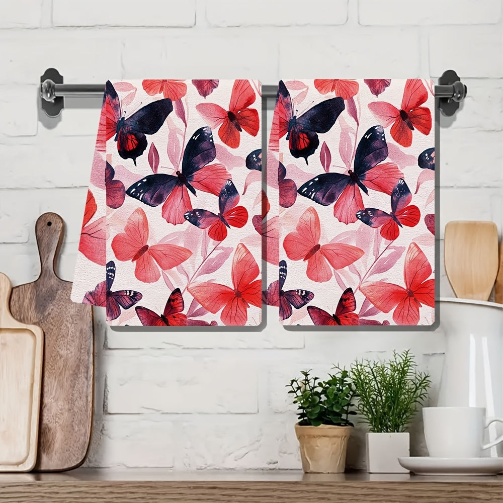 Luxury Kitchen Towels Rose and Butterfly Abstract Design 40x60cm Absorbent