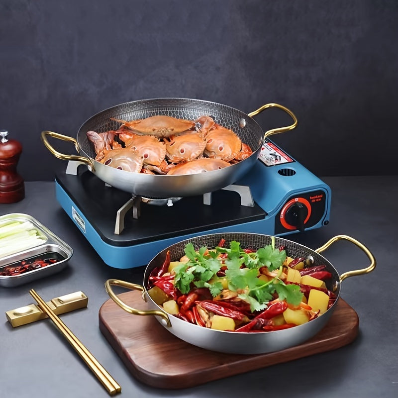 Stainless Steel Wok Pan with Honeycomb Non-Stick Coating for Gas Stovetops