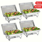 Rectangular Buffet Warmer Set with Lid Stainless Steel Hot Cup for Catering and Parties