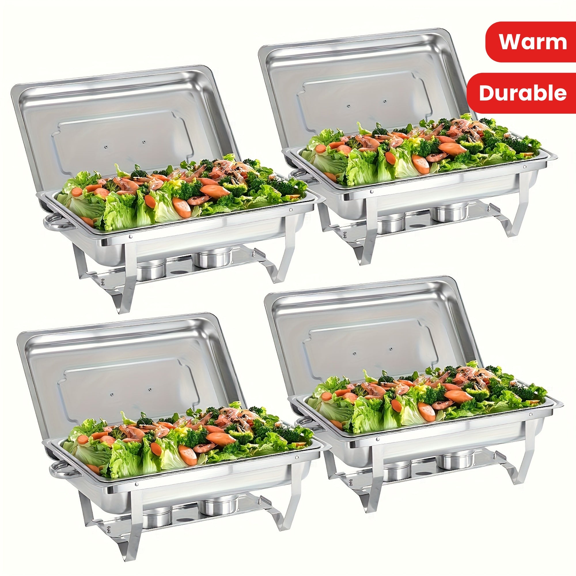 Rectangular Buffet Warmer Set with Lid Stainless Steel Hot Cup for Catering and Parties