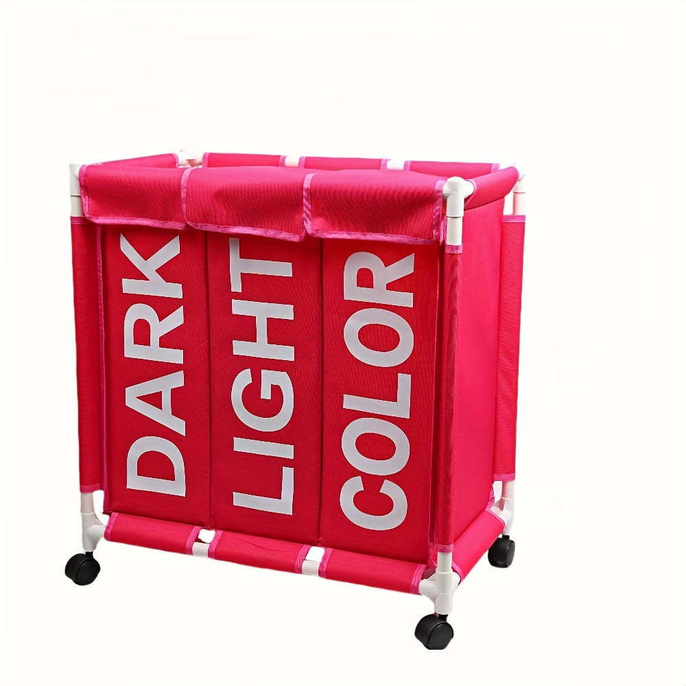 Contemporary Rolling Laundry Sorter Cart with 3-Section Oxford Fabric Hamper