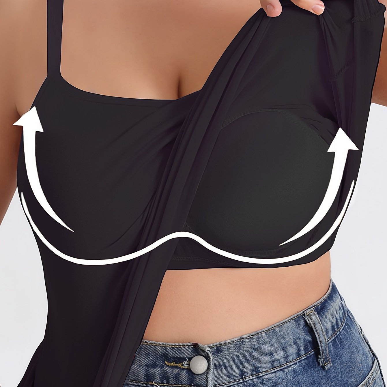 Ayollarlar uchun kattaroq o'lchamdagi 2-in-1 sozlanadigan tank top, ichki bra pad bilan, barcha mavsumlar uchun kundalik kiyim