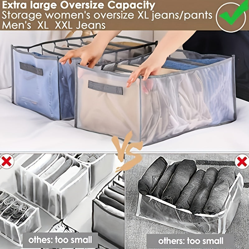 Lightweight Storage Box with Grids for Underwear Socks and Jeans Nylon Solid