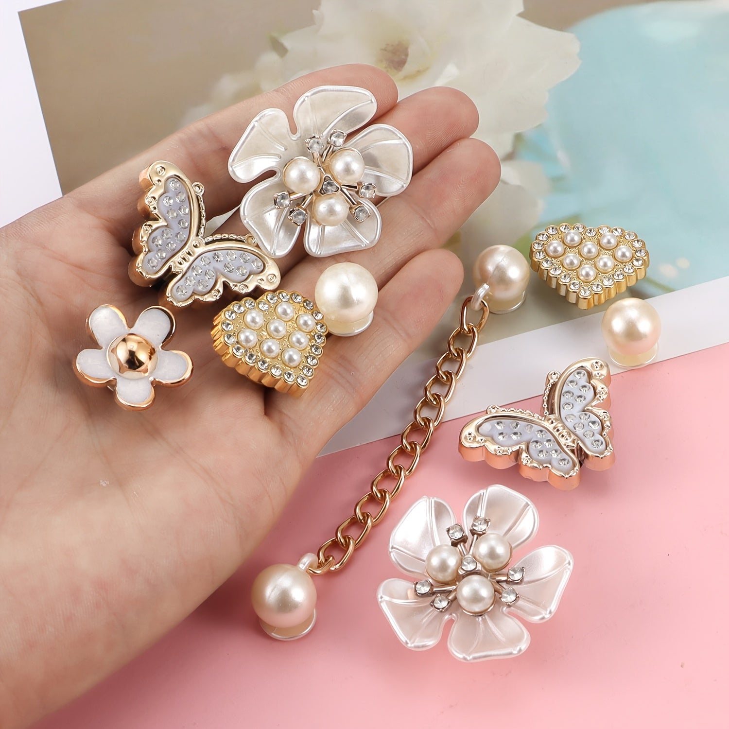 Kids Shoe Decorations 24Pcs Set Mixing Round Flower Pattern Hole Accents