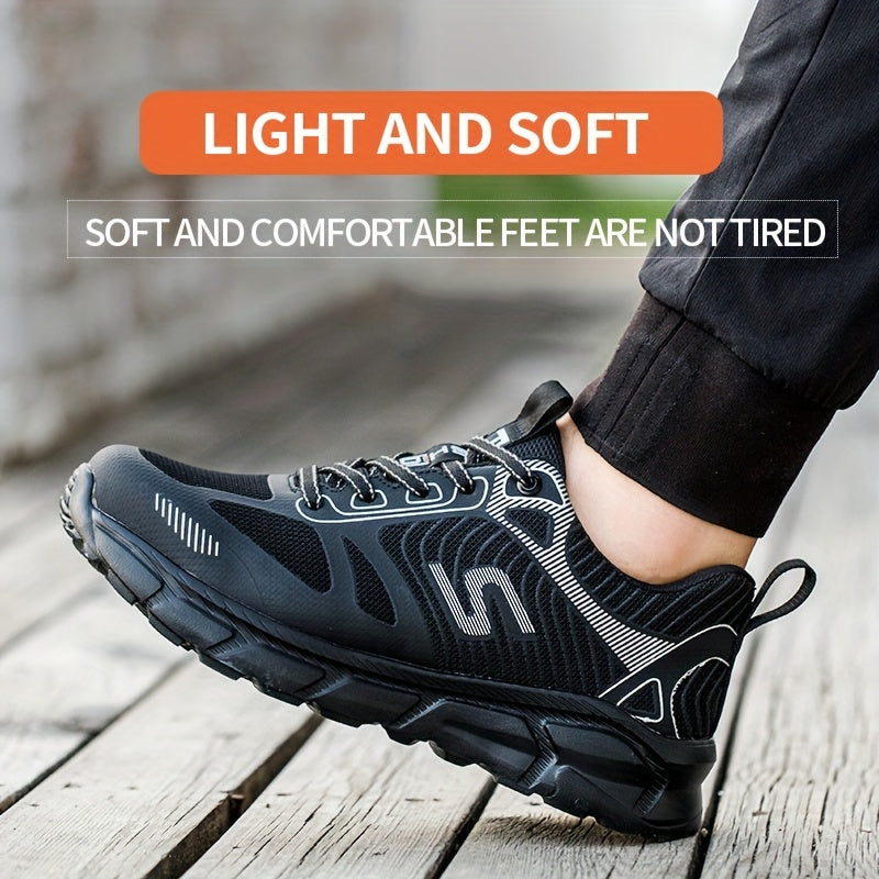 Men's Breathable Steel Toe Work Sneakers Puncture-Resistant Safety Shoes