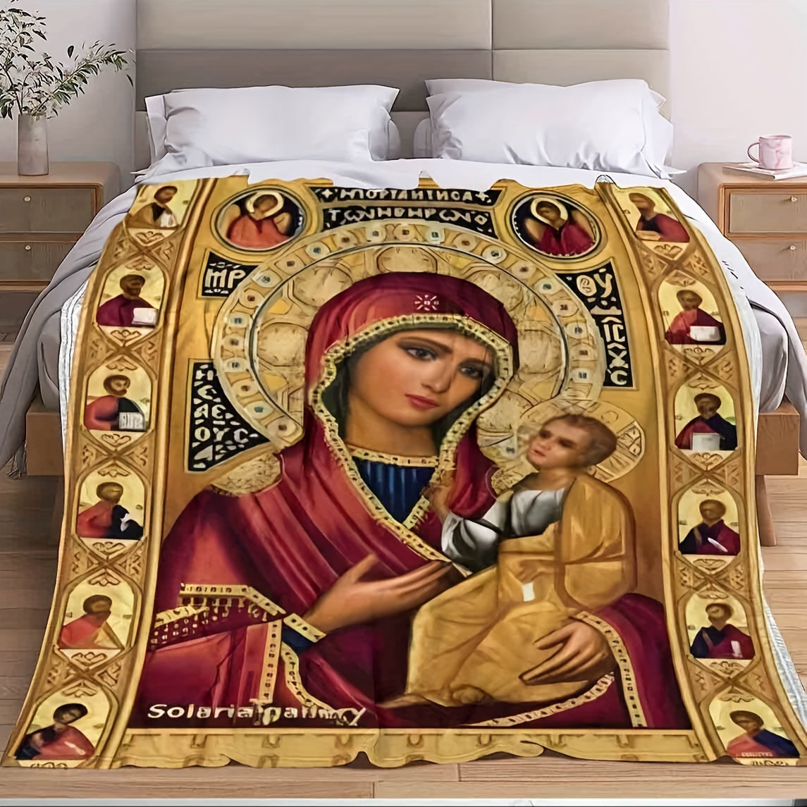 Digital HD Print Throw Blanket Geometric Pattern Hypoallergenic All-Season Warm Decorative