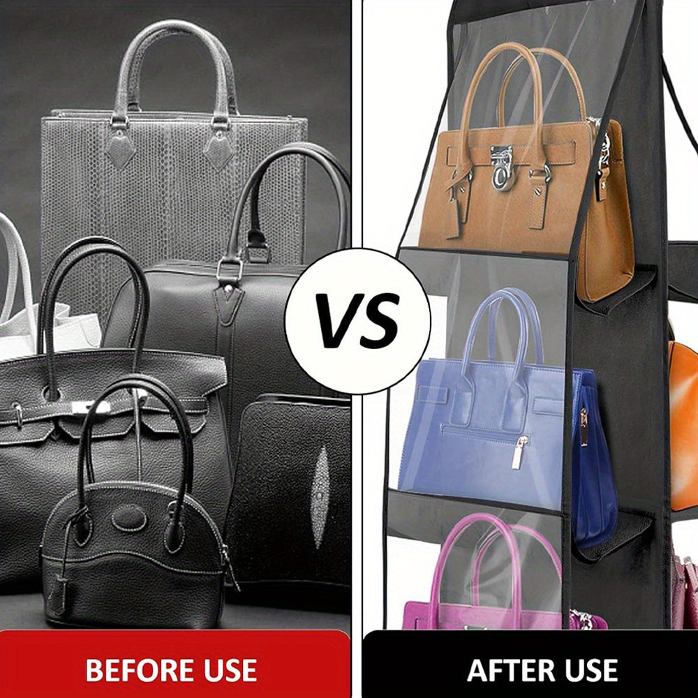 Fabric Wall Organizer with Secure Pockets for Closet Storage in Black and Dark Grey