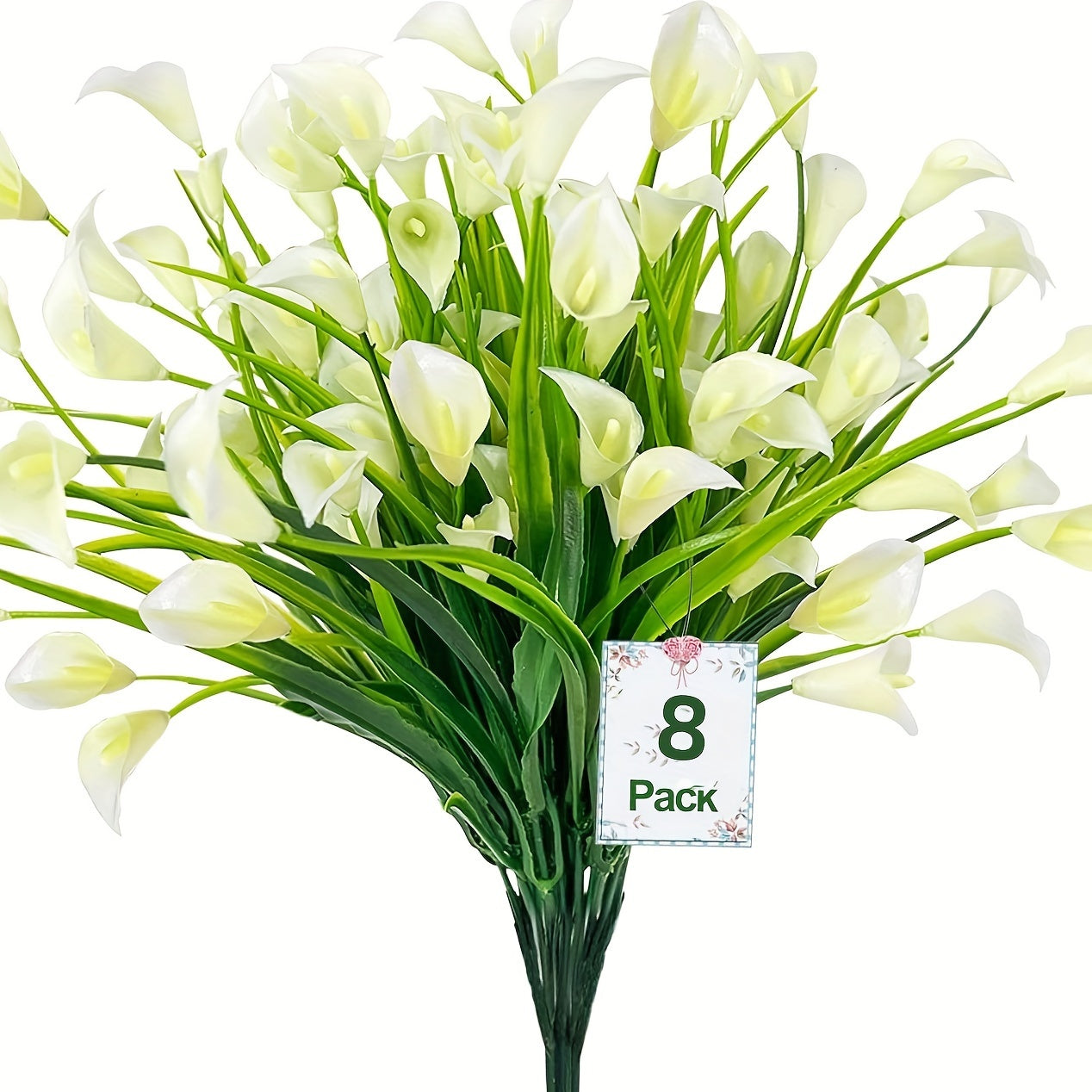 8 Bundles Artificial Water Lily Flowers UV Resistant Non-Fading for Indoor Outdoor Decor