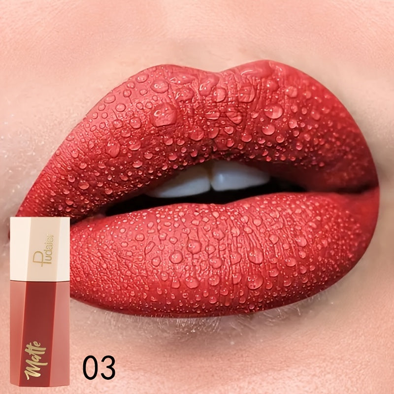 Tinte de labios mate y resistente al agua para mujer, con acabado en terciopelo y tono nude de larga duración