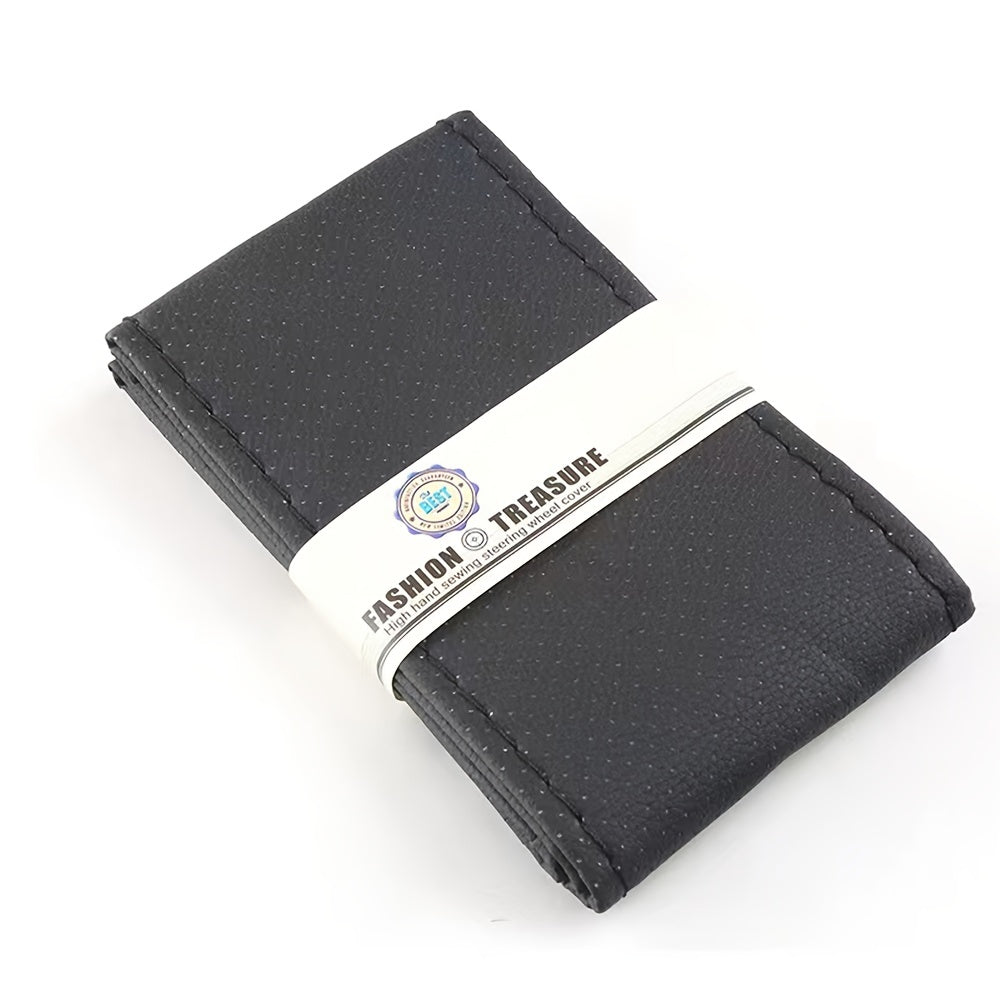 Avtomobil boshqaruv g'ildiragi qopqog'i, yopishqoqsiz, yumshoq sun'iy charm, 38 sm, igna va ip bilan