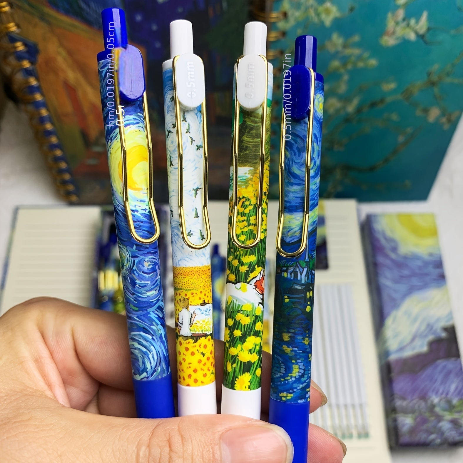 Juego de 4 bolígrafos retráctiles de punta fina para diarios y útiles escolares