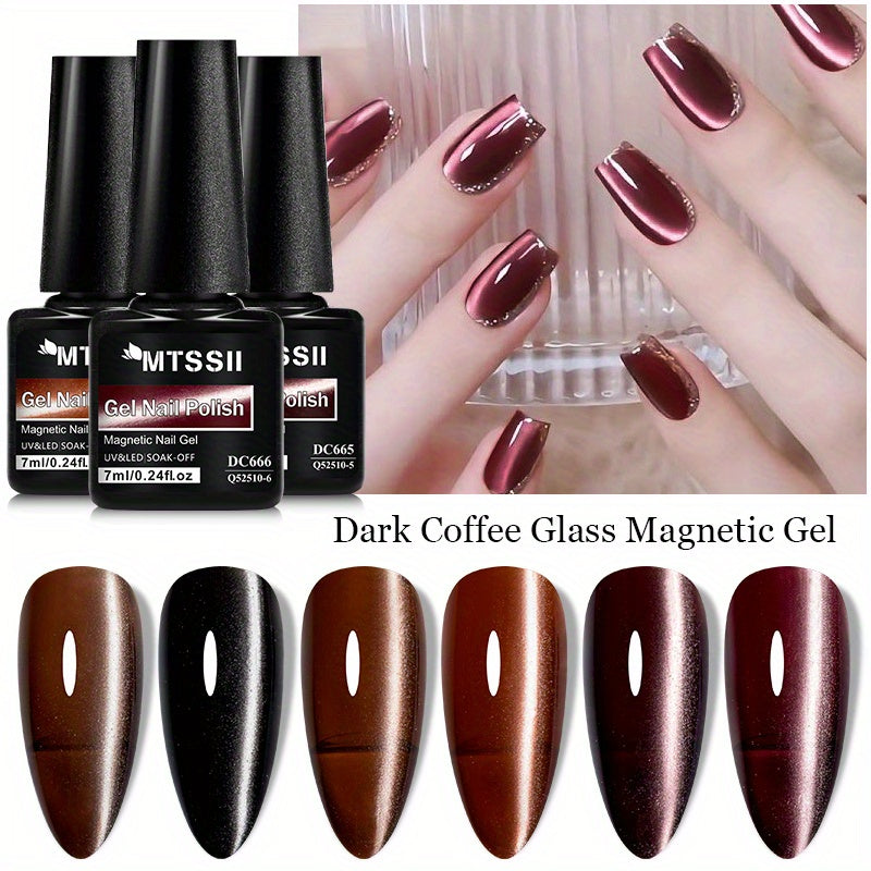 Unisex Dark Coffee Gel Nail Polish 7ml Cat Eye Effect Long-Lasting