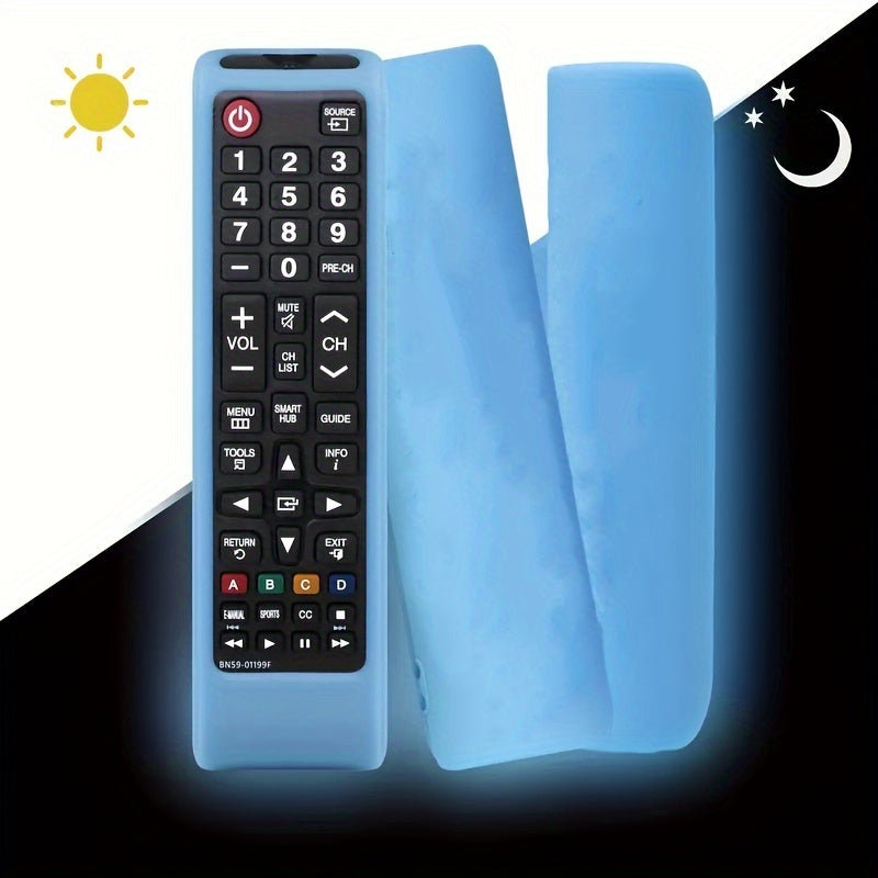 Silicone Remote Control Cover for Samsung Smart TV Shockproof Dustproof with Lanyard and Glowing Button