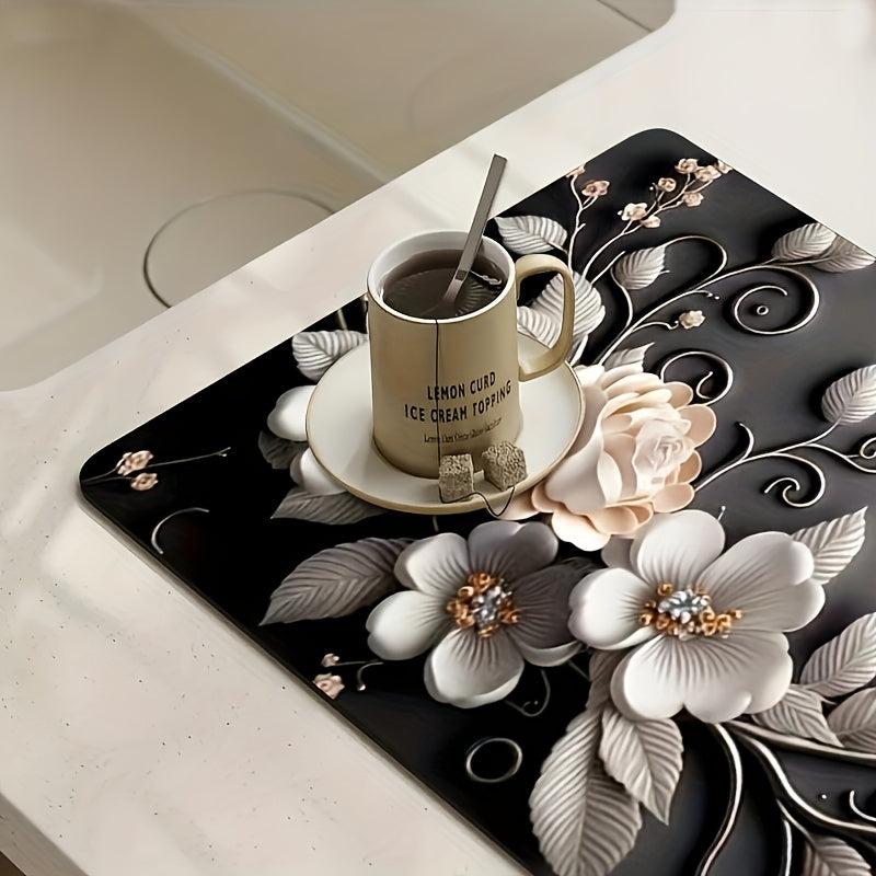 Kitchen Countertop Drying Mat Non-Slip Stain-Resistant Rubber Backing