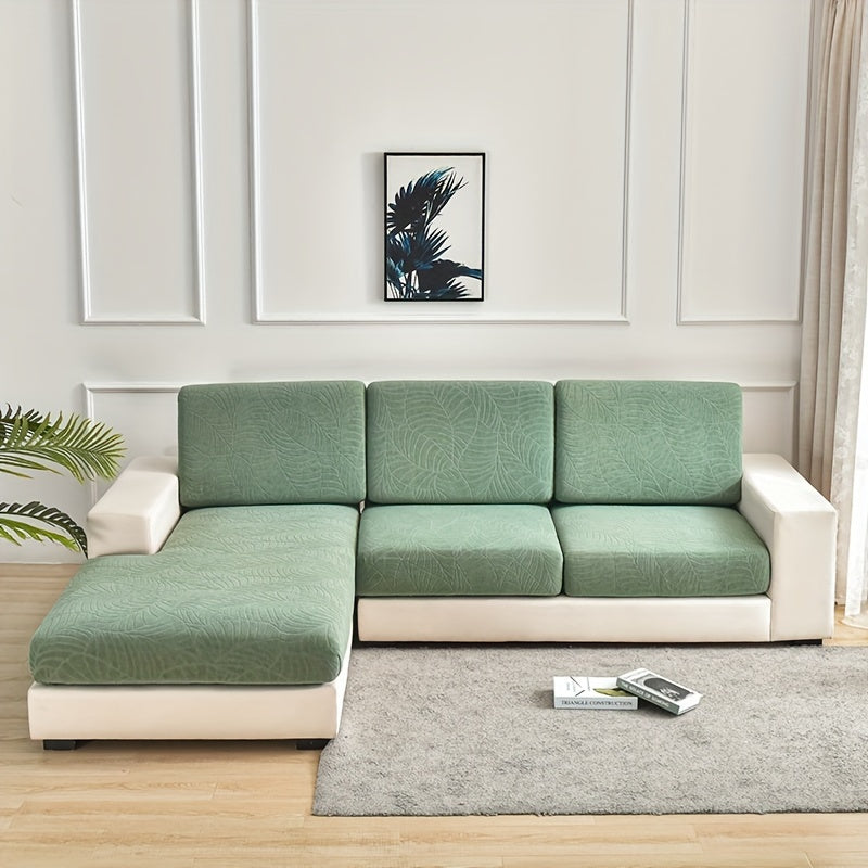 Waterproof Sofa Cover with Large Leaf Jacquard Design All-Season Dust Spill Protection Durable Washable