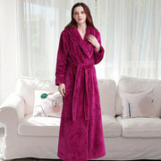 Flannel Bathrobe for Women Long Sleeve Soft Coral Velvet Lounge or After Bath