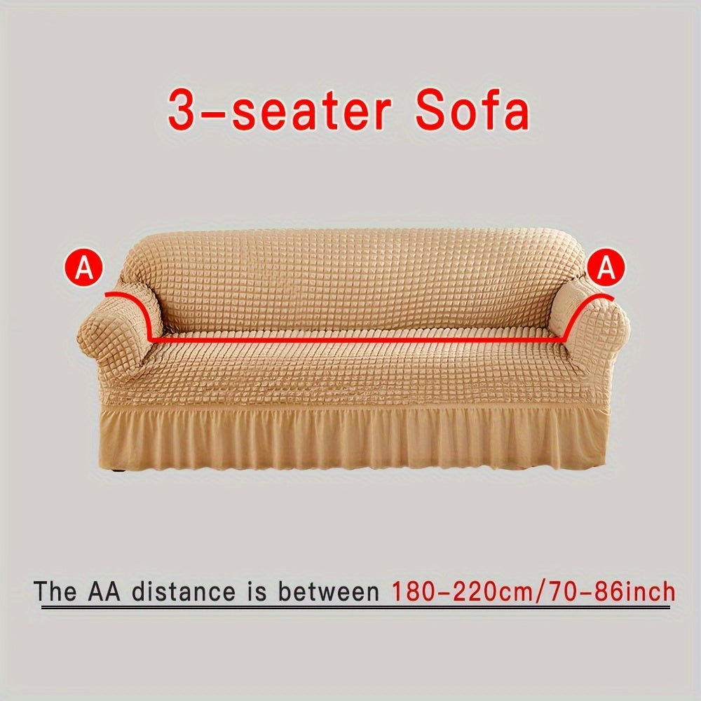 Beige Elastic Sofa Cover Fits All Sizes Machine Washable Living Room