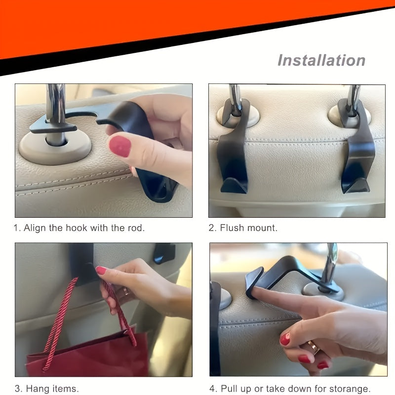 2pcs ABS Adhesive Car Hooks Concealed Rear Organizer Hangers for Handbags