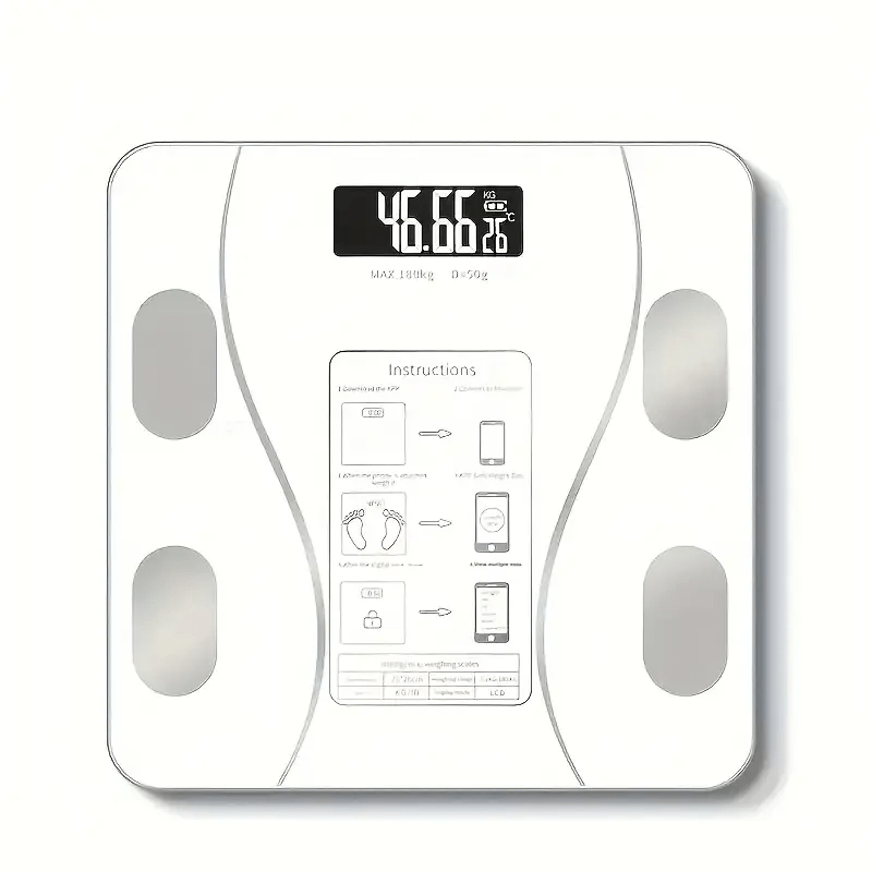 Wireless Body Weight Scale LCD Display Body Monitoring App Sync Temperature Battery Operated