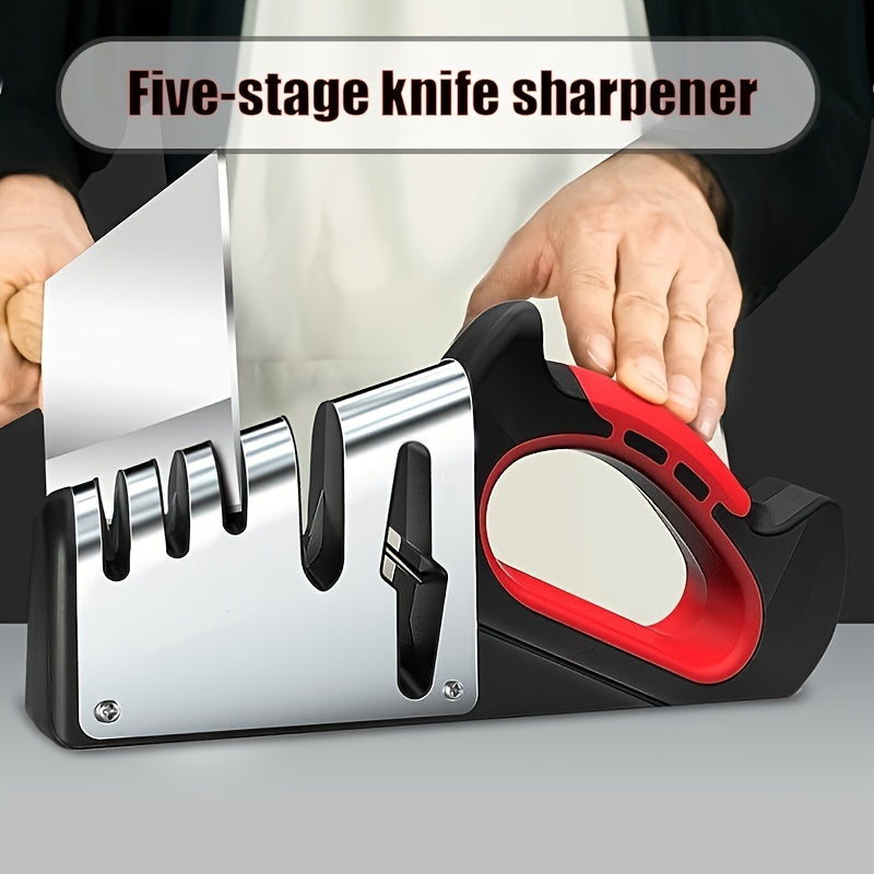 Multifunctional Kitchen Sharpener for Knives and Scissors with Sharpening Stone