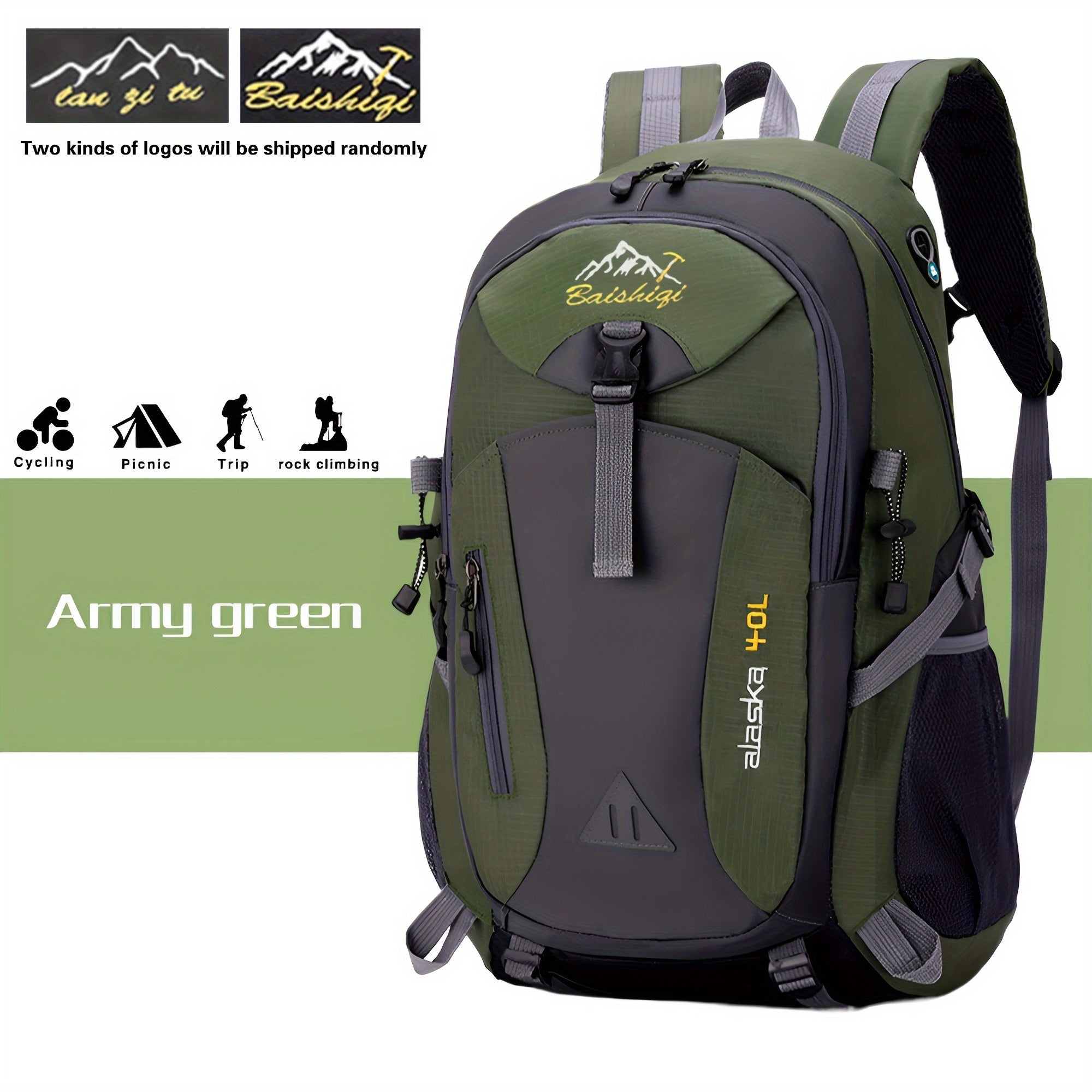 Water-Resistant Polyester Daypack for Hiking Travel and Fitness