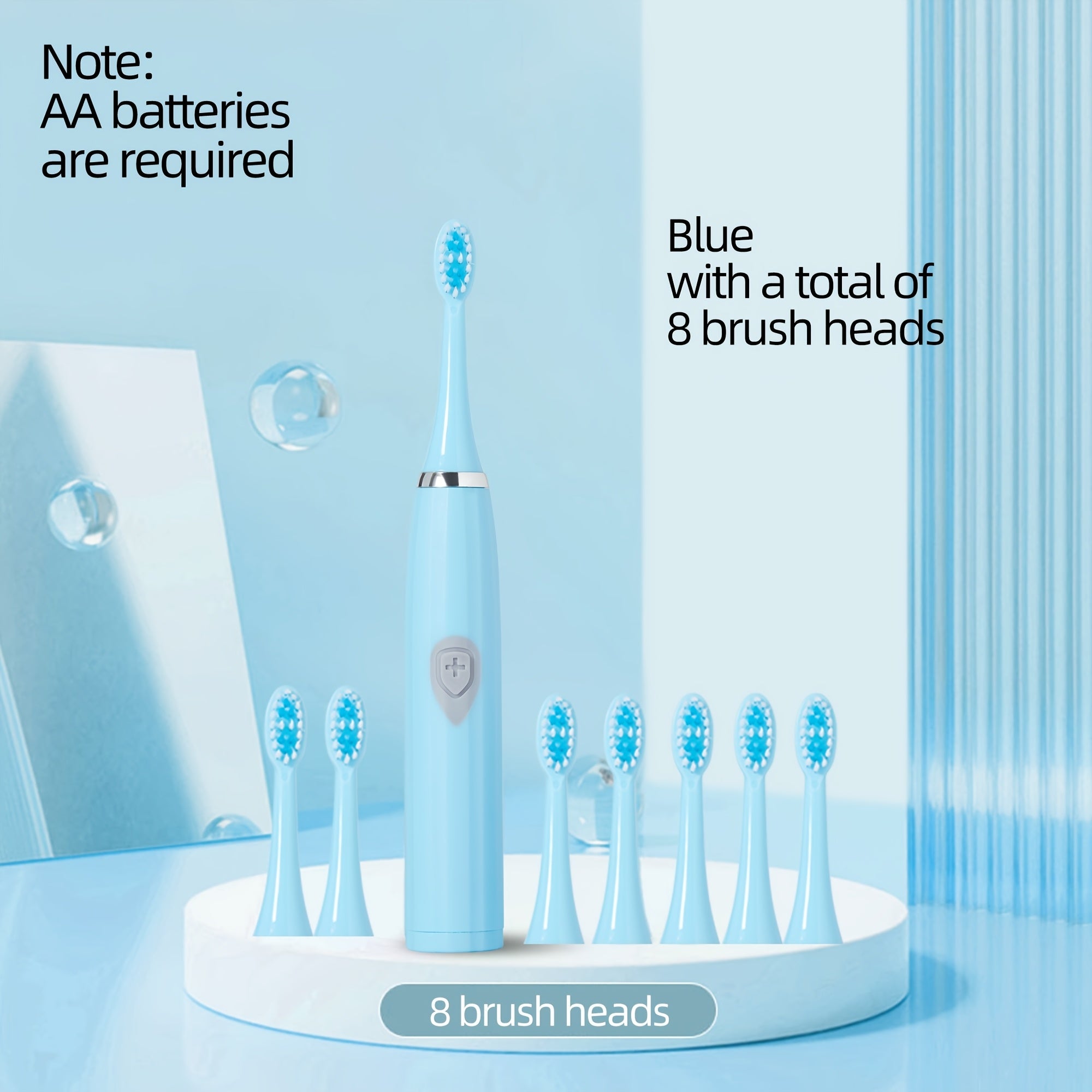 Electric Toothbrush Set with 4 Brush Heads Portable Battery-Powered Travel-Friendly