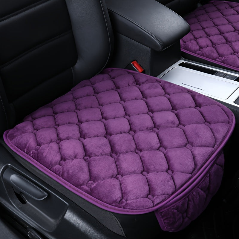Set of 2 Plush Car Seat Cushion Covers Oval Shape Universal Fit for Front Seat Bottom and Backrest