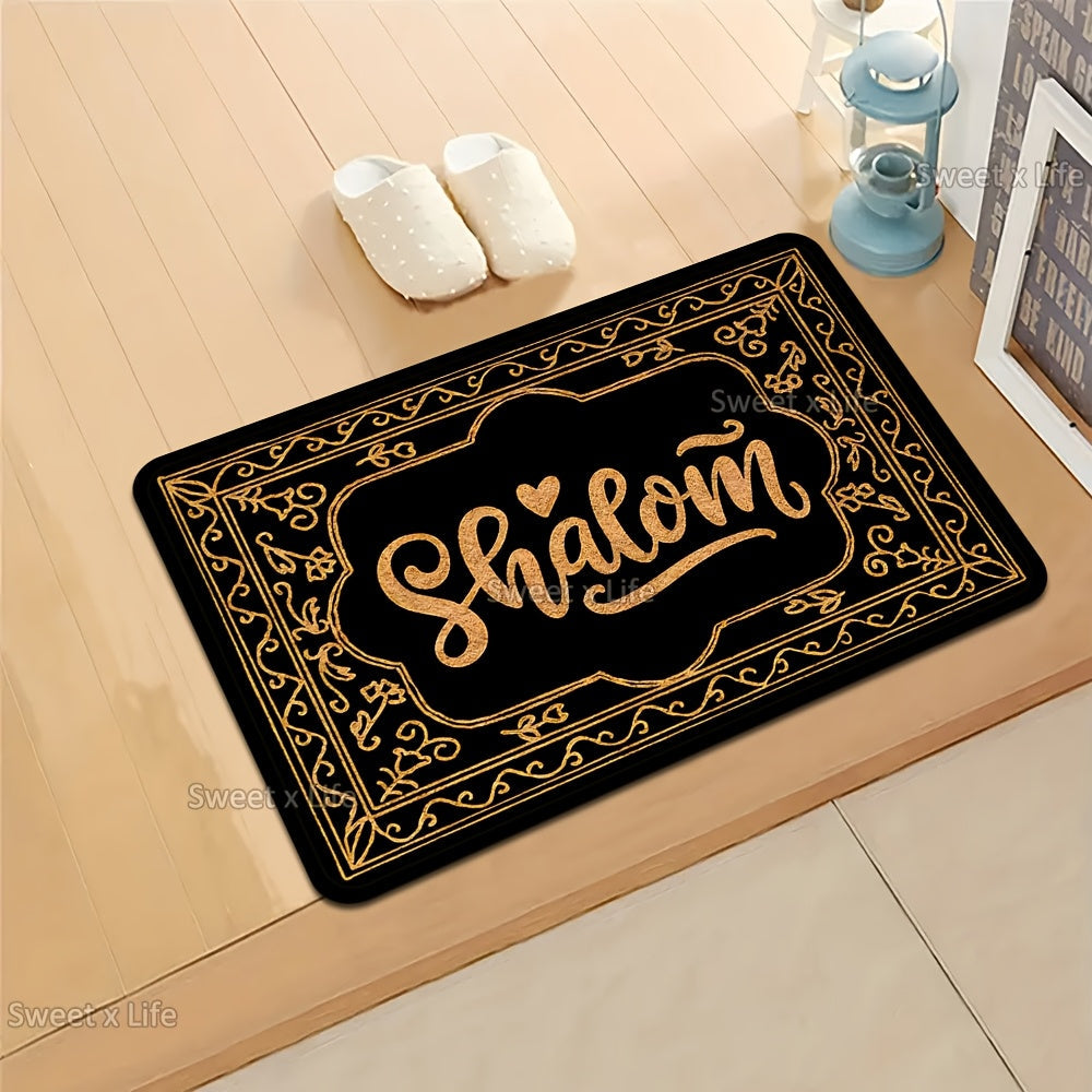 Welcome Doormat Waterproof Non-Slip Polyester Stain-Resistant Low Pile