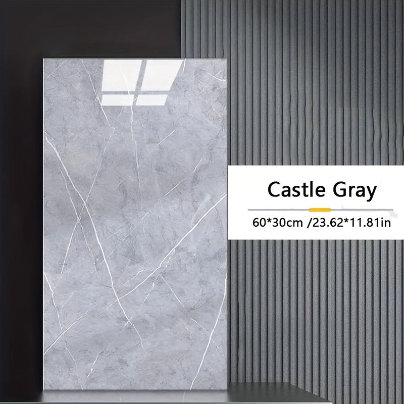 Self-Adhesive Marble Tile Wall Stickers Waterproof Oil-Proof Removable for Kitchen Bathroom Decor