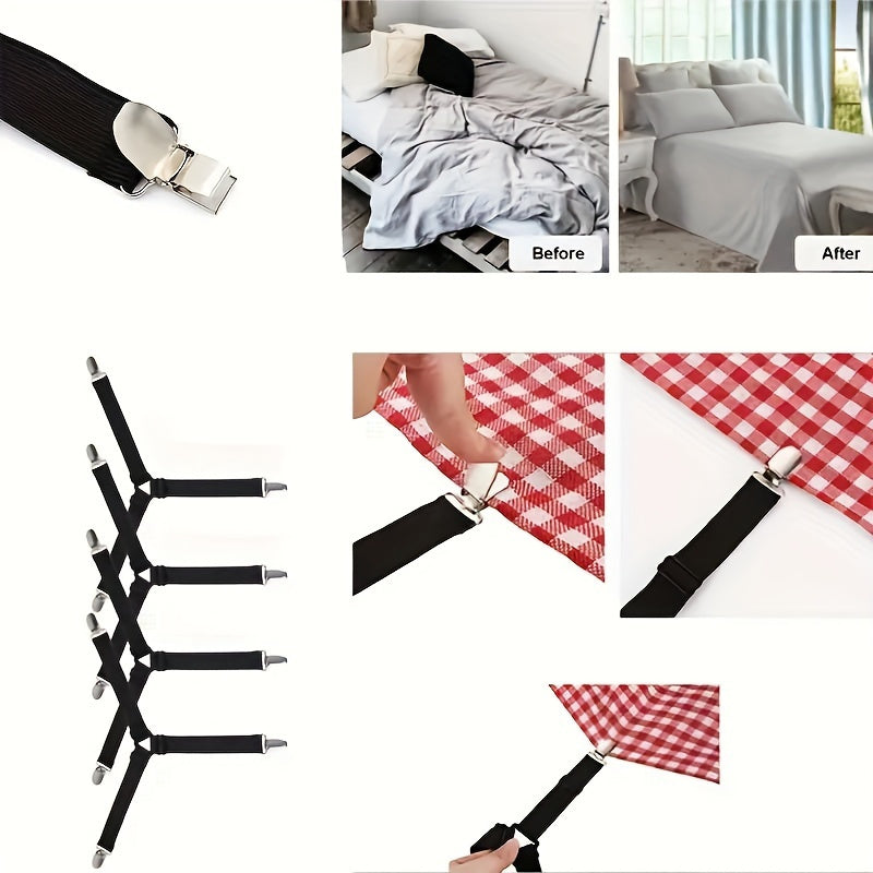 Adjustable Bed Sheet Holders with Metal Clips 1 or 2 Pack Elastic Fasteners for Mattress and Sofa