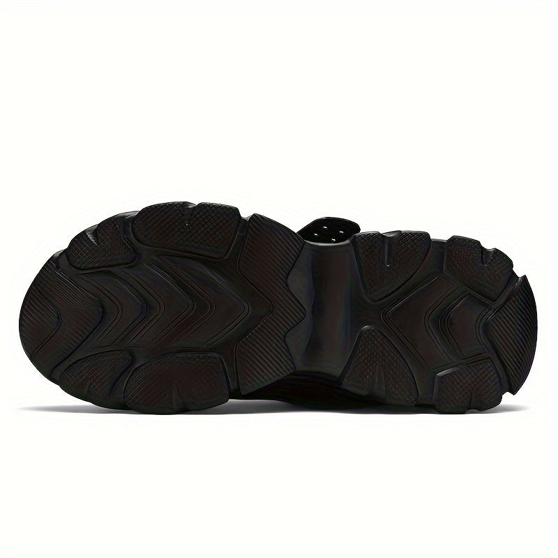 Men's Solid Color Breathable Running Sneakers with Thick Bottom for Training and Fitness