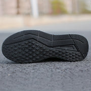 Men's Black Breathable Mesh Athletic Sneakers with White Accents Non-Slip Rubber Sole